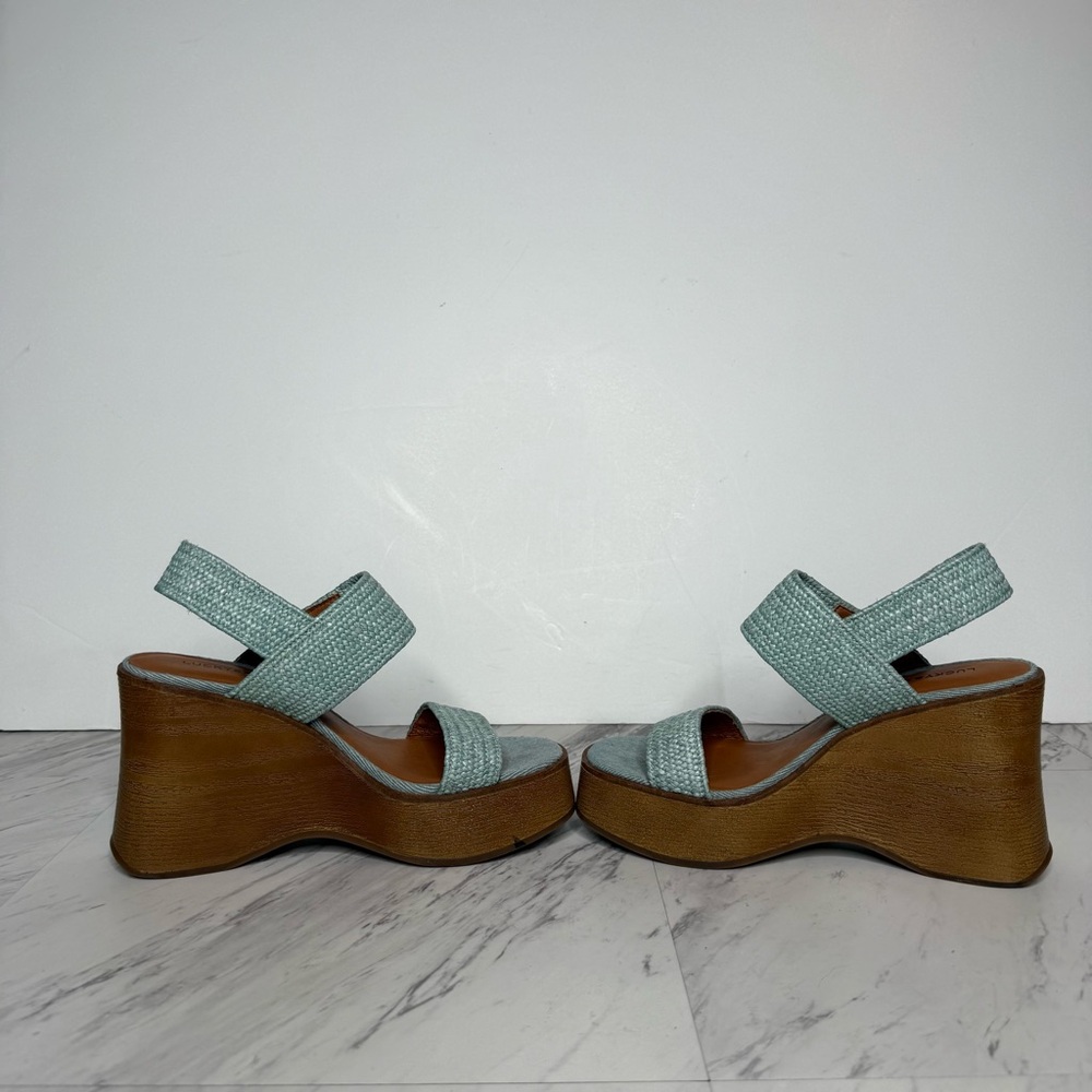 Lucky Brand Delukah Blue Platform Wedge Sandal 5 1/2 - Picture 5 of 14